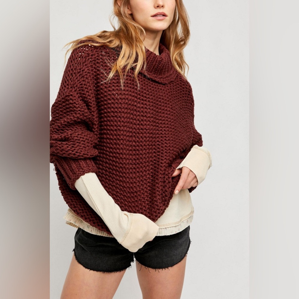 Free People My Only Sunshine Sweater in Burgundy